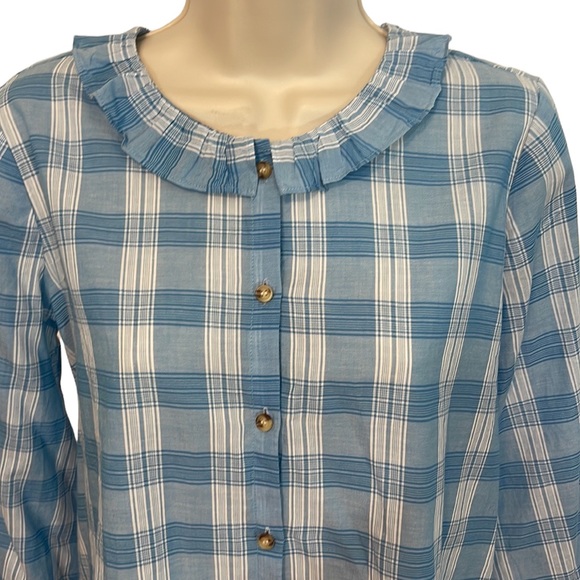 NWT Madewell Ruffle-Neck Top in Colwell Plaid - Picture 5 of 6